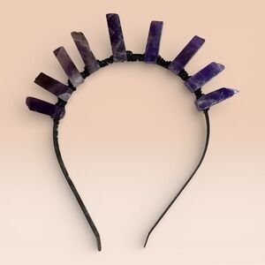 Amethyst Stone and Black Wire Headband